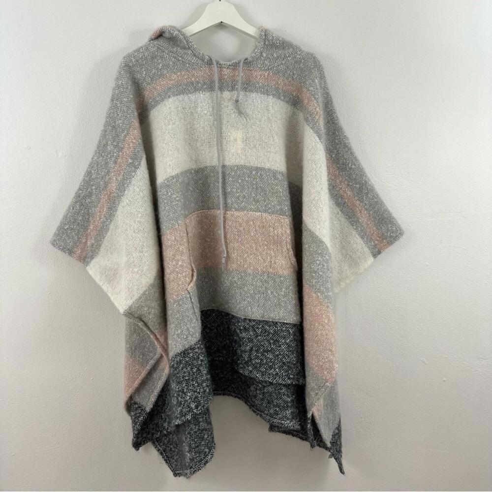 NWT WORLD MARKET Colorblock Hooded Poncho Size S Petite OS